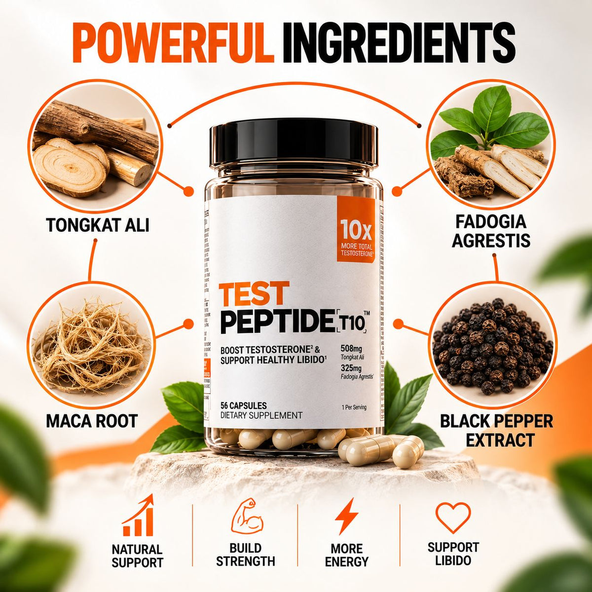 Test Peptide T10 - 56 Capsules (28 Servings)